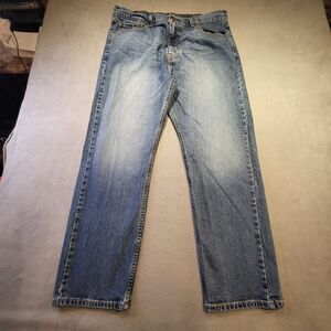 Levi's 505 Men's 36x29 Regular Fit Straight Leg Denim Blue Jeans Distressed